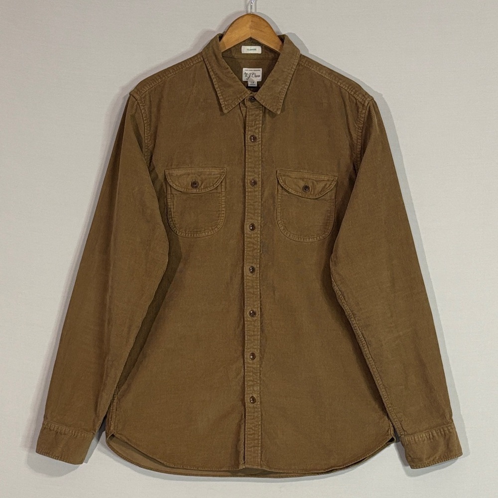 J.Crew Classic Corduroy Button Down Shirt Brown Long Sleeve LT
